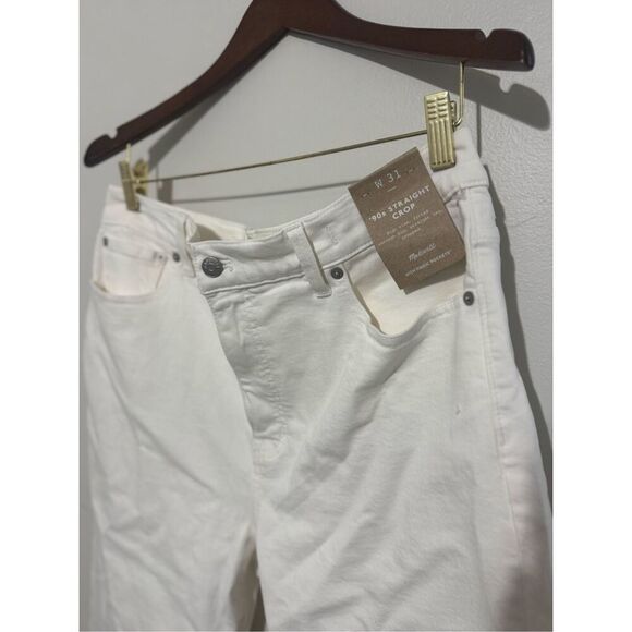 NWT New Madewell 90's Straight Crop Jeans Ivory Lighthouse Raw Hem Size 31 Women - Picture 3 of 13